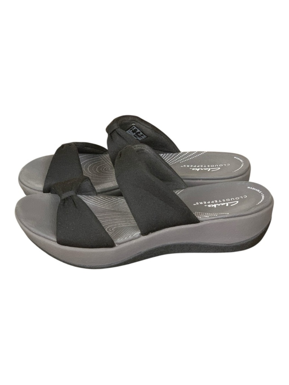 Clarks Classic Black Cloudsteppers Slip On Sandal Casual Outdoors Size 7